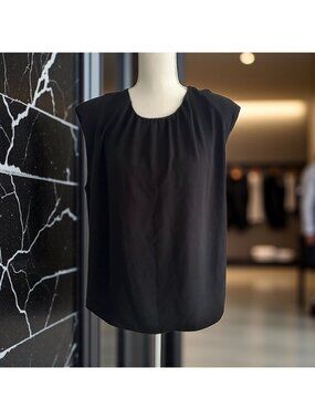 H&M Black Ruched Crewneck Tank Top Size Large